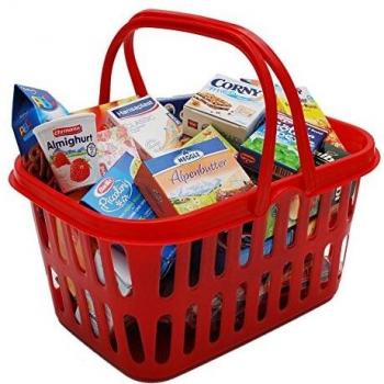 Cesta de juguete con productos de supermercado
