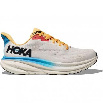 HOKA Women's Clifton 9 Road Running Shoes - Blanc De Blanc/Swim Day, Size 6.5