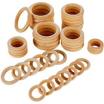 VABNEER 40 Piezas Anillas Madera Aros Madera Cortina Anillas de Madera para Decoraciones Hechas a Mano DIY, Pulsera, Collar, Manualidades DIY