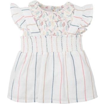 Conjunto de bebé niña de blusa estampada y vestido con rayas multicolor
