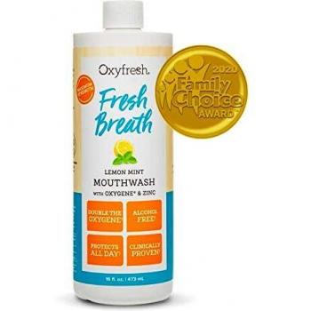 Oxyfresh Lemon Mint Mouthwash: Long-Lasting Fresh Breath & Healthy Gums with Zinc - Dentist Recommended