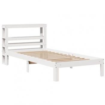 Estructura de cama con cabecero sin colchón blanco 100x200 cm