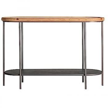 Consola Solden de Madera de Abeto en color Gris/Natural, medidas 120x40x80cm, fabricada en madera de abeto, hierro y vidrio