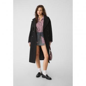 Oversized Soft-Touch Black Coat M