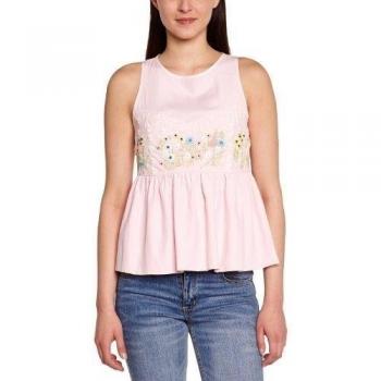 Manoush Top Bourgeon - Top con estampado floral con cuello redondo sin mangas para mujer, talla 40, color rosa