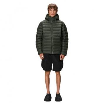 Rains Lohja Unisex Green Puffer Jacket for Cold Weather - Size M