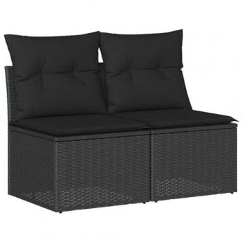 Set de sofás de jardín y cojines 4 piezas ratán sintético acacia negro