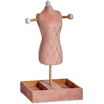 Joyero de Pie Rosa Terciopelo Madera (12 x 40 x 24 cm)