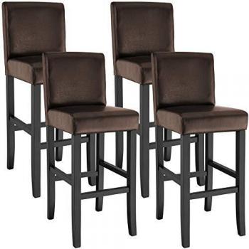 Taburete de bar Tectake de poli piel, taburete ergonómico de calidad superior con excelente acabado, patas de madera maciza lacadas en brillo, ideal para confort óptimo en espacios prolongados