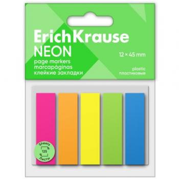 Blister 125 marcapáginas neon 12x45mm 5 colores Erich Krause 61558
