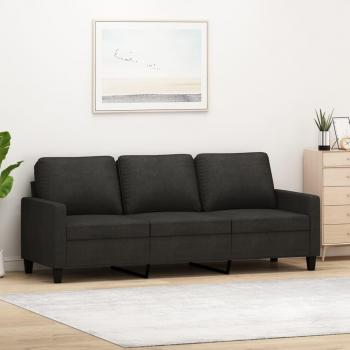 Sofá 3 plazas de tela negro 180 cm