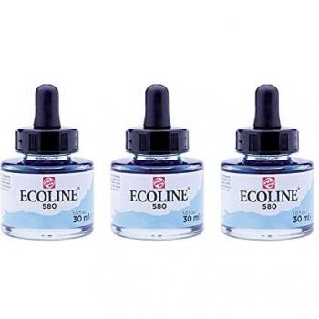 Acuarela Ecoline Talens Líquida 30ml Blanco (100), Amarillo Claro (201), Ocre Oro (231), Azul Pastel