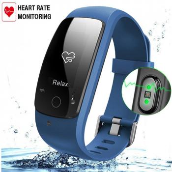 Fitness Tracker con monitor de ritmo cardiaco, Wireless Bluetooth Smart Bracelet con IP67 impermeable, 24 horas de pulsera de actividad automática con el pronóstico del tiempo / 14 modos de entrenamiento / Sleep Monitor / Call SMS Recuerde para IOS / Sm