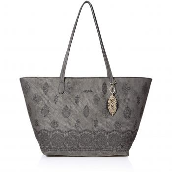 Desigual - Bag Paola Capri Zipper Women, Shoppers y bolsos de hombro Mujer, Negro, 13x28x30 cm