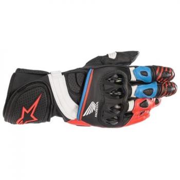 Guantes de motocicleta Alpinestars Honda GP Plus R V2 de Piel de Cabra y Vaca - Negro Rojo Azul (S)