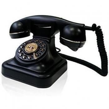 Briebe Vintage - Teléfono analógico con cable, diseño estilo antiguo retro, color negro