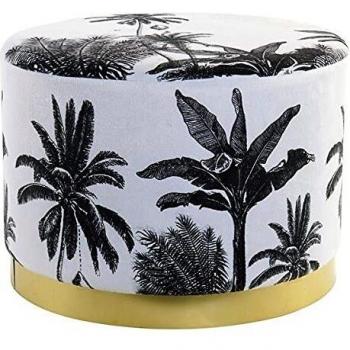 Dekodonia Reposapiés Jungla Poliéster Metal Colonial Tropical, 51 x 51 x 37 cm