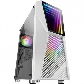 Mars Gaming MC777W, Caja PC Gaming, Infinity Mirror ARGB, Cristal Templado, 2xVentilador Chroma ARGB, Blanco
