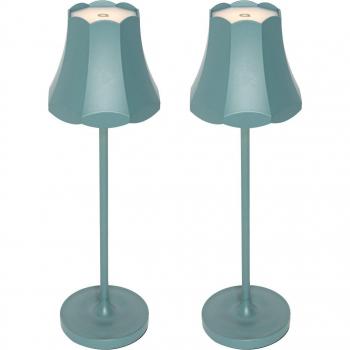 Set de 2 lámparas de mesa retro recargables IP44 azul mineral - Granny