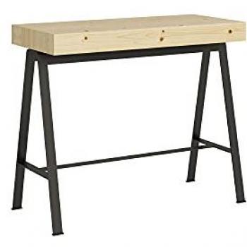 Consola extensible 90x40/300 cm Roble Natural con Estructura Antracita