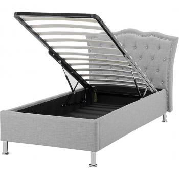 Cama Individual con Almacenamiento de Tela Gris 90x200 cm Metz