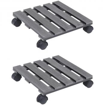 vidaXL Plant Trolleys 2 pcs Grey 30x30x7.5 cm WPC