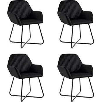 Set of 4 Black Velvet Dining Chairs