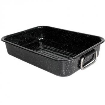 Fuente de horno rectangular Kitchen Roc 36x25 cm en acero esmaltado negro Beka