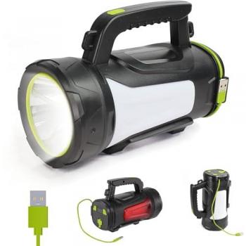 Linterna LED Recargable USB 1000 Lúmenes - 3 Modos de Iluminación - Luz Lateral COB Blanca y Roja - Ideal para Camping y Uso Exterior
