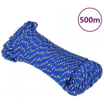 Cuerda de barco polipropileno azul 3 mm 500 m, duradera, uso versátil para vela, camping y transporte, resistencia a la rotura de 150 libras