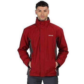 Regatta Matt Chaqueta Impermeable con Capucha Oculta, Forrada de Malla, para Exteriores Jackets Waterproof Shell, Hombre, Delhi Red/Magnet, S
