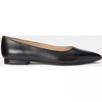 Lauren Ralph Lauren Women's Londyn Black Leather Ballerina Flats with Pointed Toe