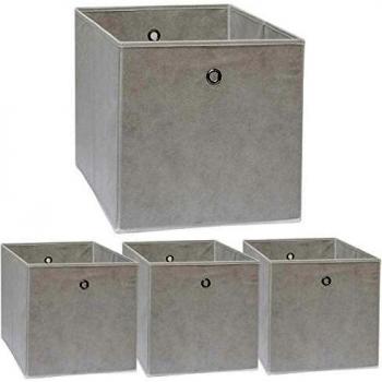 Set de 4 Cajas de Almacenaje Plegables con Asas Metálicas 33x38x33cm Color Blanco - Dunedesign