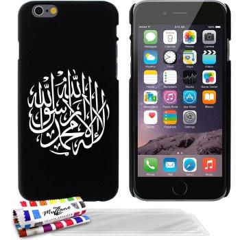Carcasa Rigida Ultra-Slim APPLE IPHONE 6 / 6S de exclusivo motivo [Shahada cercle] [Negra] de MUZZANO  + 3 Pelliculas de Pantalla UltraClear + ESTILETE y PAÑO MUZZANO REGALADOS - La Protección Antigolpes ULTIMA, ELEGANTE Y DURADERA para su APPLE IPHON