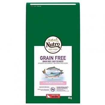 NUTRO Grain Free Gatos Adultos SALMÓN y Pescado Blanco, 4 kg