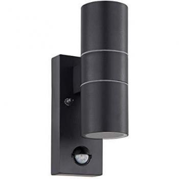 Lámpara LED exterior de pared EGLO RIGA 5, lámpara exterior con 2 bombillas con sensor de movimiento incluido, lámpara de pared con sensor de acero galvanizado y vidrio, color antracita, IP44