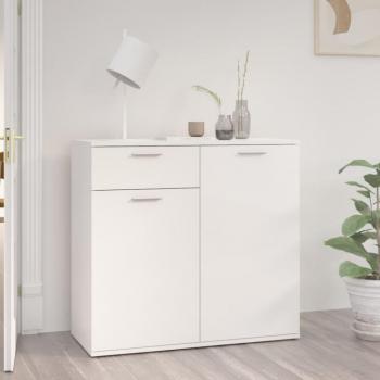 Aparador Blanco Brillante de Madera Multicapa 80x36x75 cm