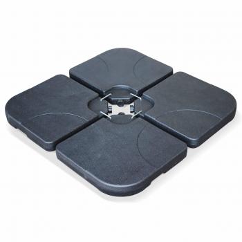 Base de peso para sombrilla parasol negra 50x50x7 cm - Set de 4 dalles con capacidad de 16 kg al ser llenadas