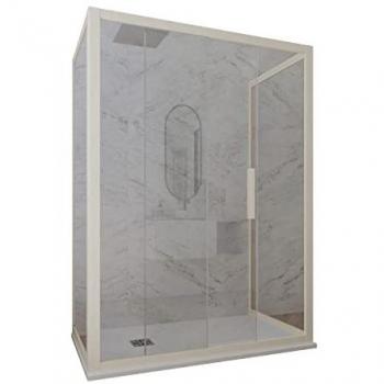 Mampara de ducha corredera 3 lados 90x170x90 cm PVC Champán Deco Trio