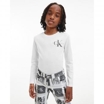 Camiseta de niño blanca de manga larga Calvin Klein