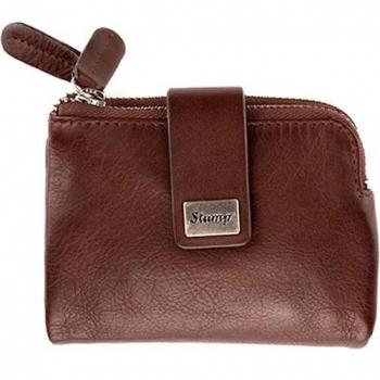 Cartera de mujer STEPPING STRONG STAMP en piel suave color marrón
