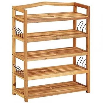 vidaXL Zapatero de madera de acacia maciza de 5 mm de diámetro, 64 x 26 x 80 cm
