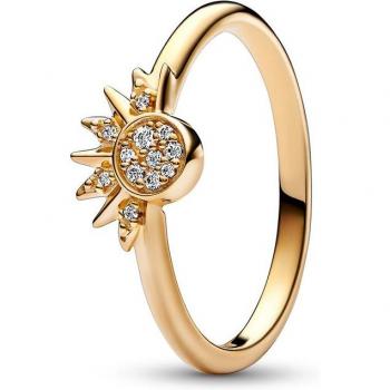 Anillo Dorado Pandora Sol Celestial 48 con Brillantes