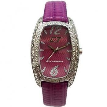 Chronotech Women's Quartz Analog Watch with Leather Strap CC7121LS-08, 29mm Purple