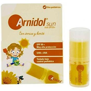 Arnidol - Sun Stick SPF 50+, Protección Muy Alta, UVB y UVA, con Árnica y Karité, Testado Bajo Control Pediátrico - 15 g