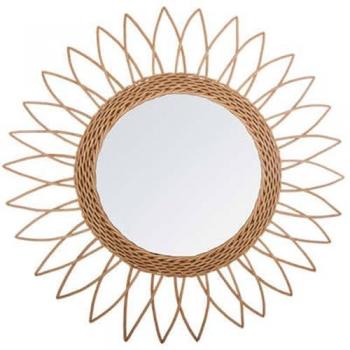 Espejo de ratán redondo diseño girasol Ø50 cm