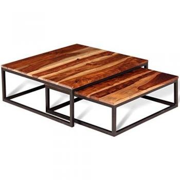 Nesting Coffee Table Set - 2 Piece Solid Sheesham Wood