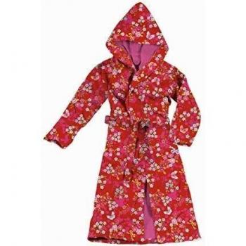 Pip Studio Chinese Blossom - Albornoz con capucha, 100 % algodón, rojo, xx-small