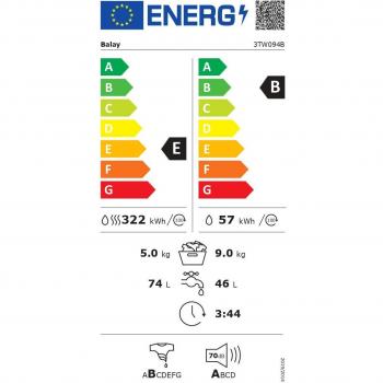 Balay 3TW094B Lavadora-Secadora Carga Frontal 9/5 Kg 1400 rpm Clase E Blanco