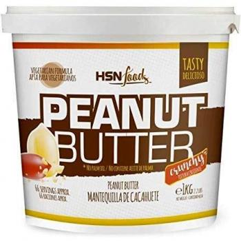 Mantequilla de Cacahuete de HSN | 1000 g | Textura Crujiente | Peanut Butter Crunchy | 100% Natural Vegano | Libre de GMO | No Aceite de Palma, No Azucares ni Sal Añadidos